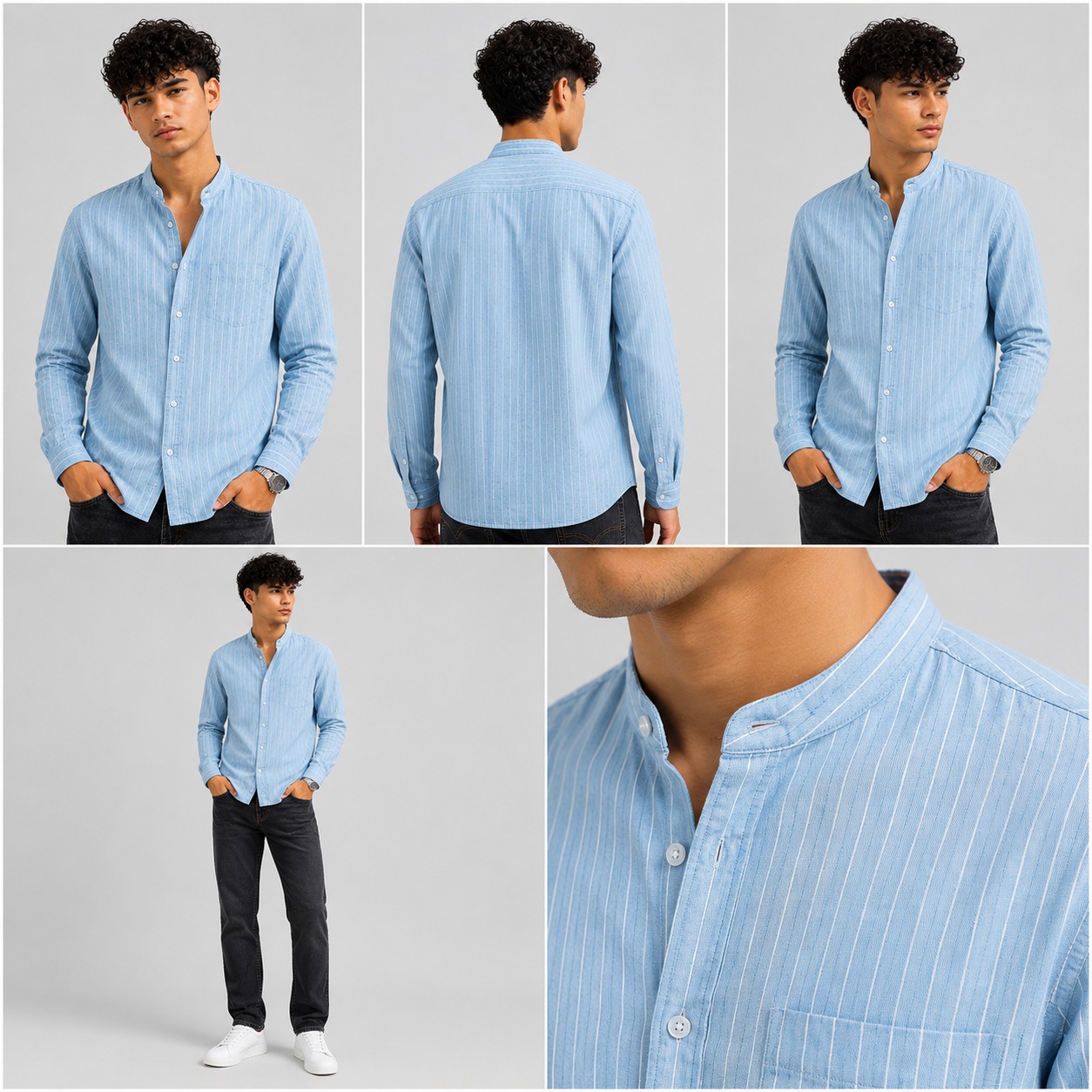 Cotton Linen Mao Collar Shirt 1