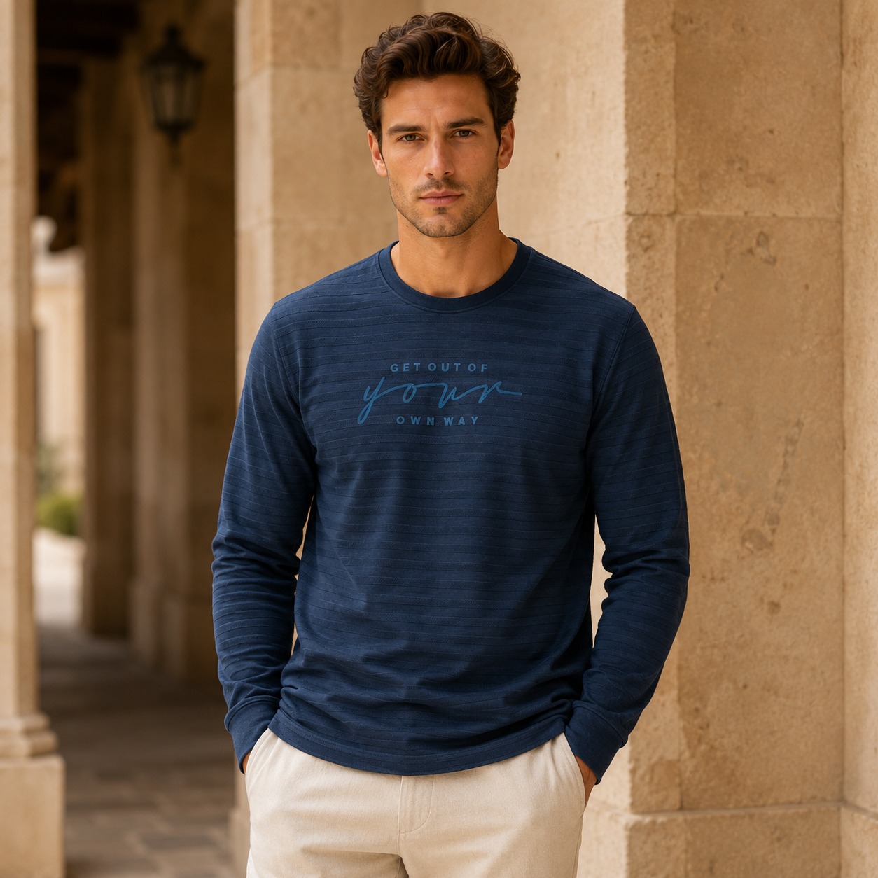 Blue Striped Long Sleeve T-Shirt